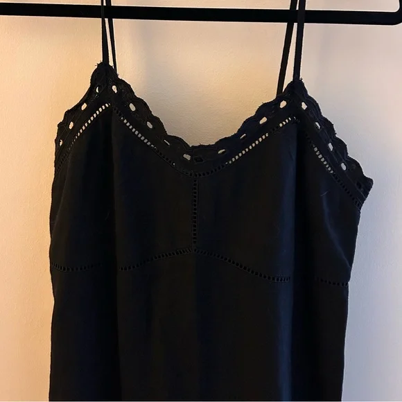 Old Navy Black Linen Blend Eyelet Dress - Picture 2 of 5